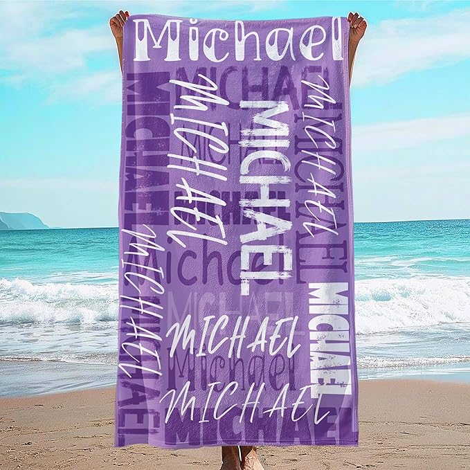 JML Personalized Beach Towel with Name, Custom Beach Towel with Name, Customized Microfiber Pool Towel, Quick Dry & Absorbent Swim Towel for Adult,Anniversary, Birthday, Summer Holiday,Vacation by JML