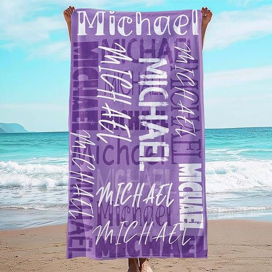 JML Personalized Beach Towel with Name, Custom Beach Towel with Name, Customized Microfiber Pool Towel, Quick Dry & Absorbent Swim Towel for Adult,Anniversary, Birthday, Summer Holiday,Vacation by JML