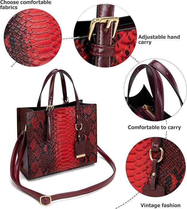 KingTo Women's Crocodile Pattern Satchel Handbags Stylish Tote Handbags crocodile purses for women 3 Pcs Set (B-blue) - Image 6