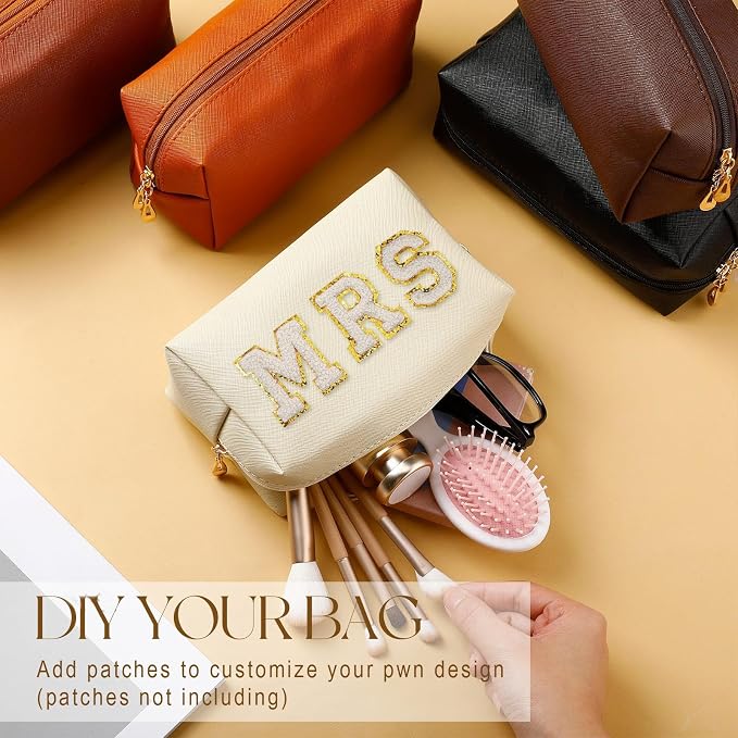 Kigeli Aesthetic Makeup Bags PU Leather Cosmetic Pouches Waterproof Plain Toiletry Bags Makeup Pouches Bulk for Women Party Gift Travel Storage Organizer(Mixed Color,7.1 x 2.8 x 4.3 in) - Image 3