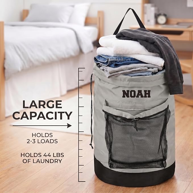 Personalized Laundry Bag Heavy Duty Custom Senior University XL Bag Backpack with Hanging Shoulder Strap & Mesh Pocket - Back to School College Graduation Gift - Choose Your Font & Thread Color - Image 4