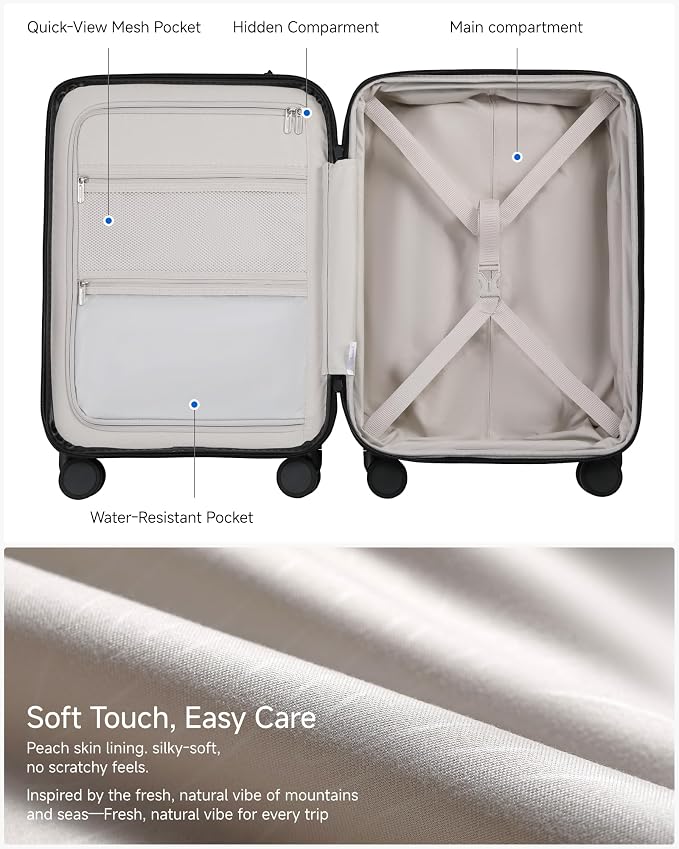 LUGGEX Carry On Luggage 22x14x9 Airline Approved, Expandable Polycarbonate Suitcase with Front Pocket (FX-Core, Blue, 20 Inch) - Image 7