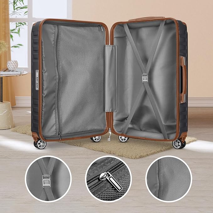 Melalenia Luggage 10 Piece Sets Clearance,Large Suitcase Set Spinner Wheels with TSA Locks,Hard Shell Luggage Sets for Women Travel Suitcase (Grey Brown) - Image 6