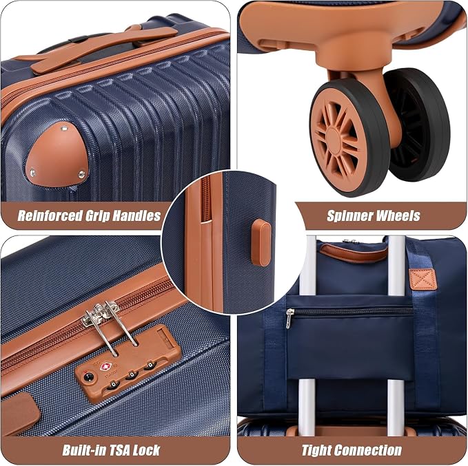 Cosbarn Carry On Luggage Sets 3 Piece, 20 Inch Luggage 22x14x9 Airline Approved with Wheels and TSA Lock, ABS Lightweight Hardshell Travel Suitcase Set with Duffel Bag Travel Bag for Men Women - Image 5