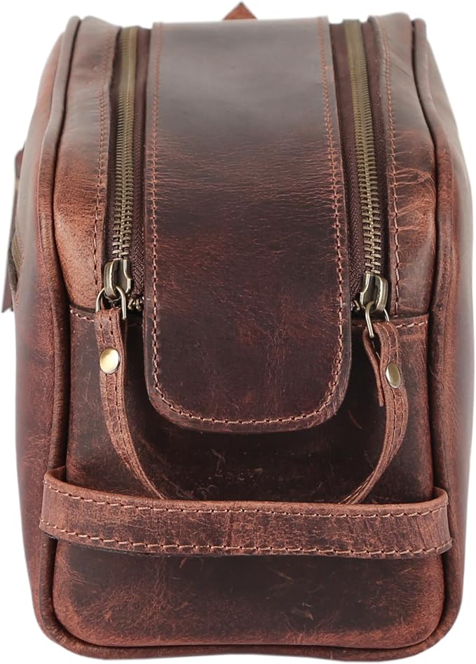 KomalC Travel Toiletry Bag – Premium Leather Dopp Kit for Men & Women with Water-Resistant Lining & Spacious Zippered Organizer - Image 5