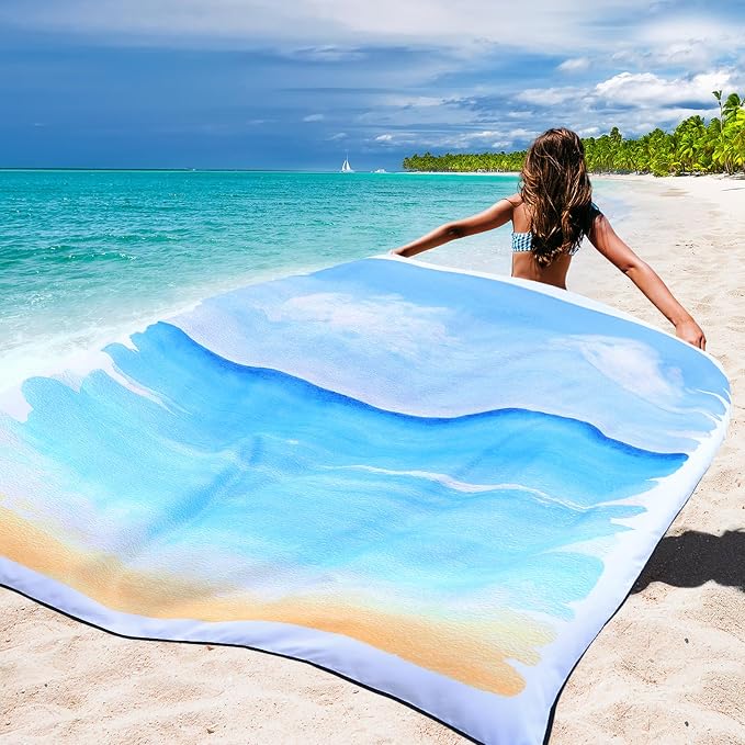 WIWIGO Beach Blanket Waterproof Sandproof Beach Mat 79" X 83"/10'x9'for 2-8 Adults Quick Drying Outdoor Picnic Mat Beach Accessories for Travel, Camping, Hiking - Image 5