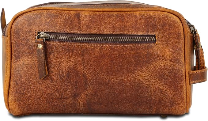 KomalC Travel Toiletry Bag – Premium Leather Dopp Kit for Men & Women with Water-Resistant Lining & Spacious Zippered Organizer - Image 3