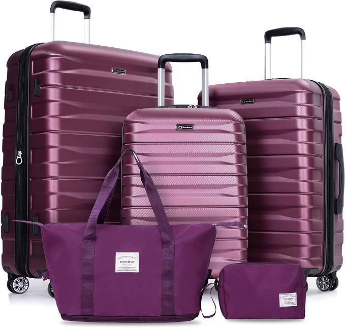 Travelhouse Hardside 3-piece Luggage Set, PC suitcases with Spinner Wheel | Double Spinner Wheels,TSA Lock, Underseat Waterproof Duffel Bag by Travelhouse