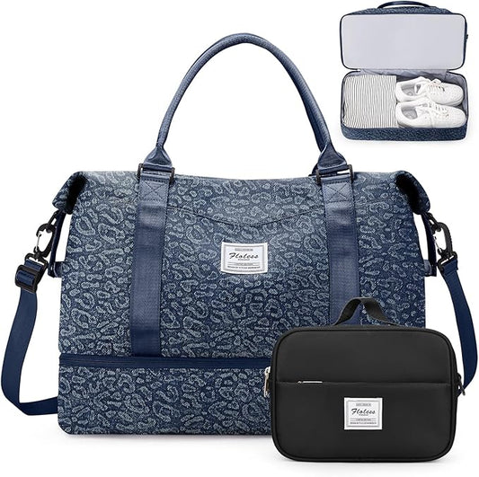 Weekender Bags for Women, Personal Item Travel Bag with Shoes Compartment | Overnight Travel Duffel Bag with Toiletry Bag, Airplane Friendly Carry-On Bag by SYCNB