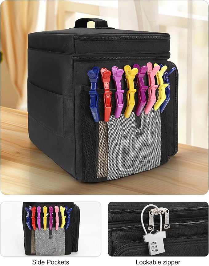 Relavel Hair Tools Travel Bag Hairstylist Traveling Bag Dual Layer Hairdresser Cosmetology Bag Storage Organizer Case for Hair Stylist Essentials, Barber Accessories with Adjustable Dividers - Image 7