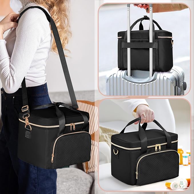 Medicine Storage Bag, Pill Bottle Organizer Bag, First Aid Bag | Travel Medicine Bag with 2 pouches, Pill Bottle Organizer Bag for Home Healthcare, Durable Medication Storage Case - Image 5