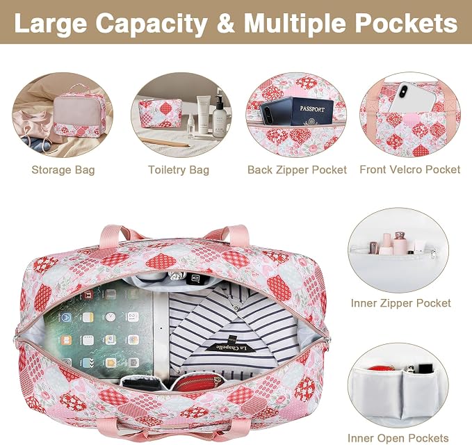 IBFUN Weekender Bags for Women, Travel Duffle Bag with Shoe Compartment Carry on Weekender Overnight Duffel for Weekend Travel Business Trip 3PCS - Image 6