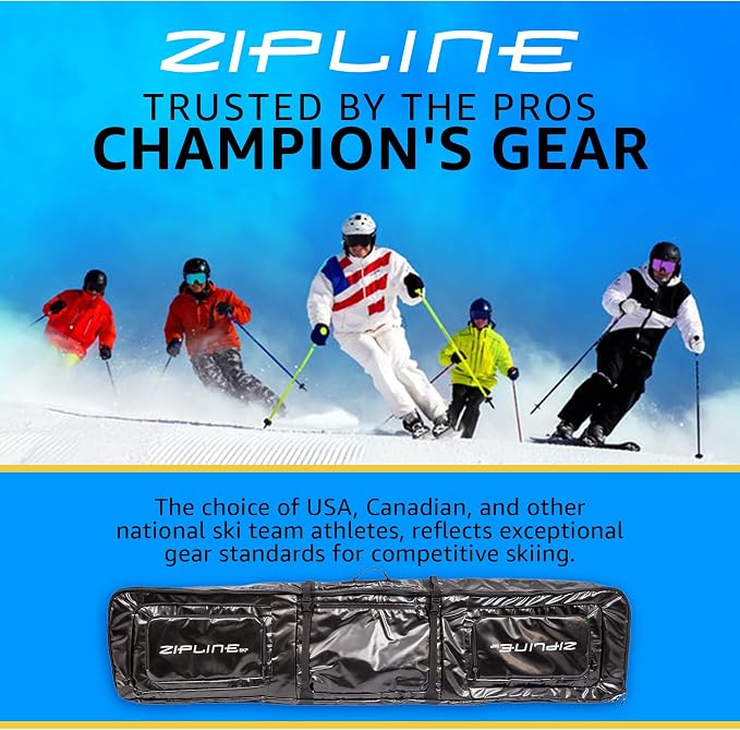Zipline Ski Double Ski Bag with Wheels - Gear & Apparel Storage for Skiers - 180/200 cm Capacity - Durable & Waterproof - Proven Performance - 3 Yr Warranty - Ski & Snowboard Travel Bag - Image 7