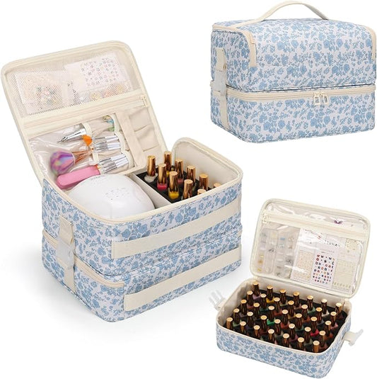 OCHEAL Nail Polish Organizer, Holds Nail Lamp and 45+ Bottles,3 Usage Modes Detachable Nail Storage Bag Travel Nail Tech Case Holds Nail Kit Stuff Manicure Tools -Floral by OCHEAL