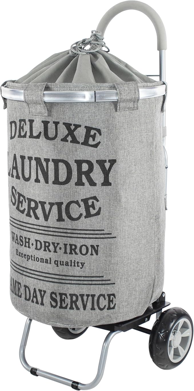 dbest products Laundry Trolley Dolly, Grey Laundry Bag Hamper Basket cart with wheels sorter by dbestproductsInc