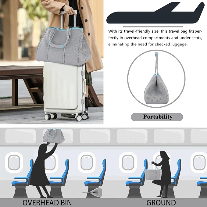 QOGiR Neoprene Multipurpose Beach Bag Tote with Inner Zipper Pocket … … … … - Image 5