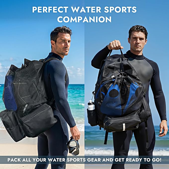 XL Mesh Scuba Diving Backpack, 110L Extra Large Dive Gear Bag with Multiple Pockets, Holds Mask Fins Wetsuit, Multipurpose Snorkeling Bag for Beach Kayaking Travel - Image 8