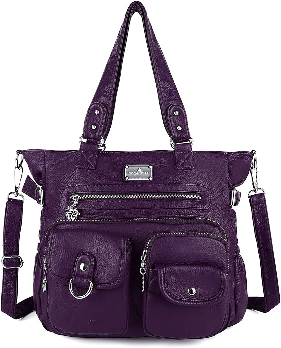 Angelkiss Purses Handbags for Women PU Tote Satchel Bags for Women Pockets Shoulder Bags… | PU by AngelKiss