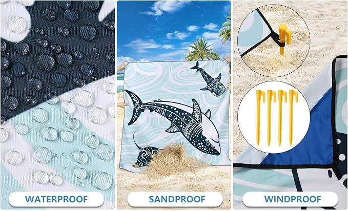 WIWIGO Beach Blanket Waterproof Sandproof Beach Mat 79" X 83"/10'x9'for 2-8 Adults Quick Drying Outdoor Picnic Mat Beach Accessories for Travel, Camping, Hiking - Image 3
