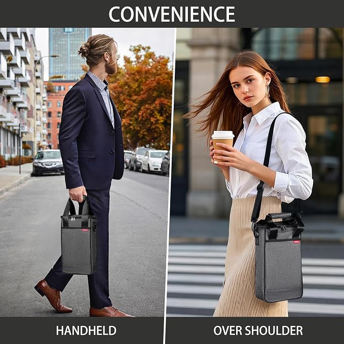 Wine Cooler Bag, Leakproof Insulated Wine Carrier Tote | Fits 2, 3 or 6 bottles with removable divider, shoulder strap, BYOB travel tote for champagne, liquor, picnic and gifts - Image 7