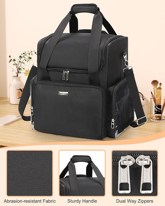 Relavel Hair Tools Travel Bag Hairstylist Traveling Bag Hairdresser Cosmetology Bag Storage Organizer Case for Hair Stylist Essentials, Barber Accessories with Adjustable Dividers and Shoulder Strap - Image 7