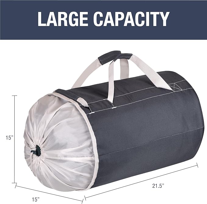 CleverMade Laundry Backpack Duffel Bag Tote with Shoulder Straps - Extra Large Capacity Clothes Hamper with Drawstring Top Closure Lid, Charcoal/Cream (Pack of 4) - Image 2