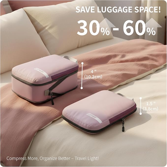 Cipway Compression Packing Cubes for Travel Ultralight Expandable Packing Organizers for Carry on Luggage (Mauve Pink 3 Set) - Image 2
