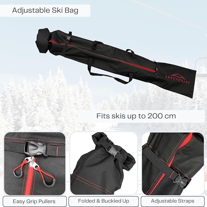 Savvycraft Padded Ski bag and Boot Bag Combo, Thick Padded Ski and Boot Bag 2-Piece Set for Protection and Easy Travel - Image 5