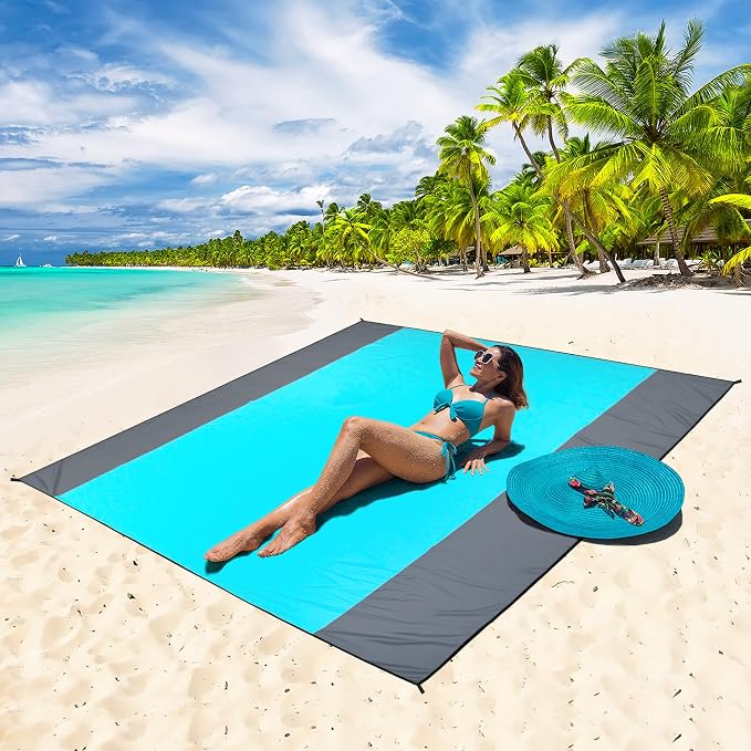 WIWIGO Beach Blanket Waterproof Sandproof Beach Mat 79" X 83"/10'x9'for 2-8 Adults Quick Drying Outdoor Picnic Mat Beach Accessories for Travel, Camping, Hiking - Image 5