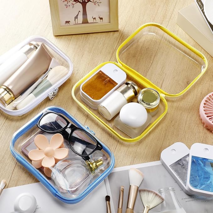 Sanwuta 6 Pcs Clear Hard Zipper Case Plastic Zipper Pouches Transparent Makeup Bag Pencil Case Pouches Toiletry Diaper Bag for Travel Toy Storage Organizer Bins(Colorful,7.09 x 5.12 x 2 Inch) - Image 5