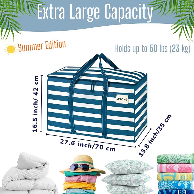 VENO 6 Pack Heavy Duty Moving Bags, Extra Large Storage Bags with Reinforced Handles & Strong Zippers, Foldable & Reusable Moving Box Alternative for Clothes & Dorm Storage - Image 2