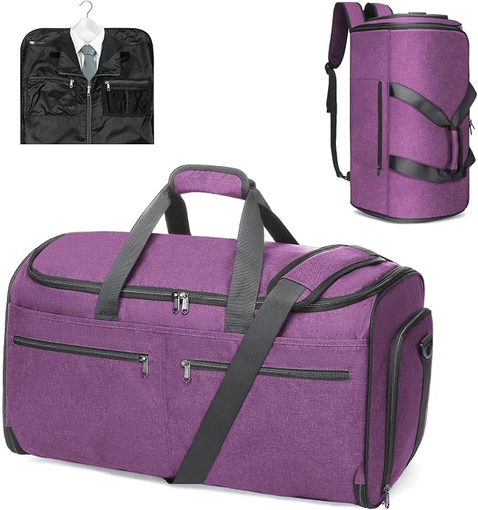 Bukere Carry on Garment Duffle Bag for Travel, Convertible Suit Bag with Backpack Shoulder Straps, Shoe Compartment, Waterproof 3 in 1 Weekender Suit Bag for Men Women by Bukere