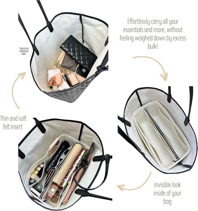 Divitize Premium Purse Organizer compatible with St. Louis PM/GM Tote Bag Insert — Perfect Fit, Durable Quality Felt, Full Coverage, 24+ Shades (For St Louis GM, Beige) - Image 5