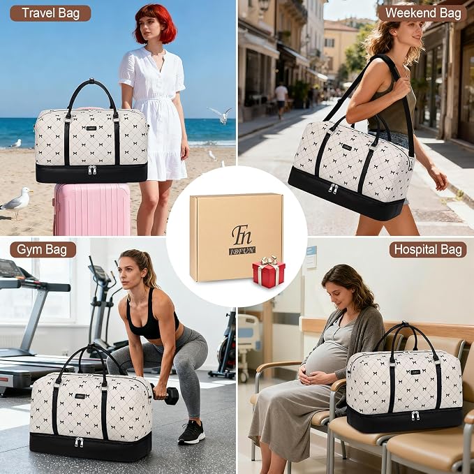 IBFUN Weekender Bags for Women, 21" Weekender Travel Bag, Travel Duffle Bag with Shoe Compartment Carry on Overnight Duffel Bag for Weekend Travel Business Trip, 3PCS - Image 7