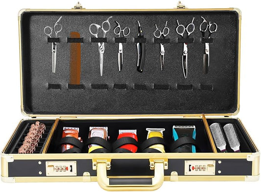 DNYSYSJ Barber Carrying Case Barber Case, Stylist Tool Box Professional Salon Hair Cutting Grooming Kit Storage Organizer for Clippers, Scissors, Barber Supplies (A) by DNYSYSJ