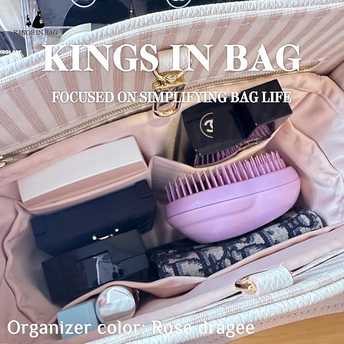 Organizer Insert for Onthego, Satin Purse Organizer for Luxury Bag, Lightweight and Soft Purse Dividers for Woman Handbags, Multiple Pockets with Organized Capacity (Custom Color) - Image 3