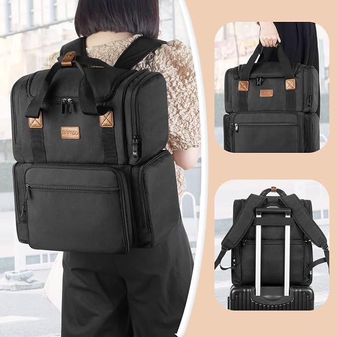 BAFASO Travel Makeup Bag with 3 Inner Removable Pouches, Black | Cosmetic Bag with Multiple Pockets. - Image 6