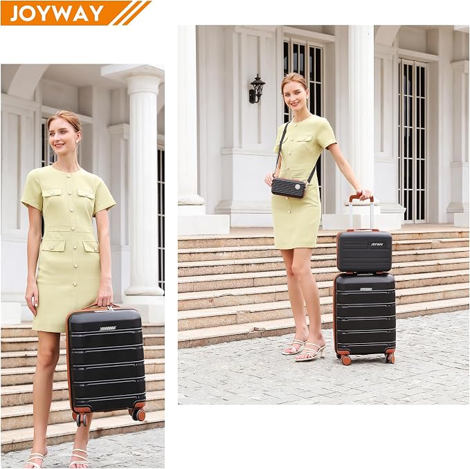 Joyway 20 Inch Carry On Luggage with TSA Lock, Durable Hardshell Suitcase for Travel, Unisex Checked Set for Men and Women Black - Image 7