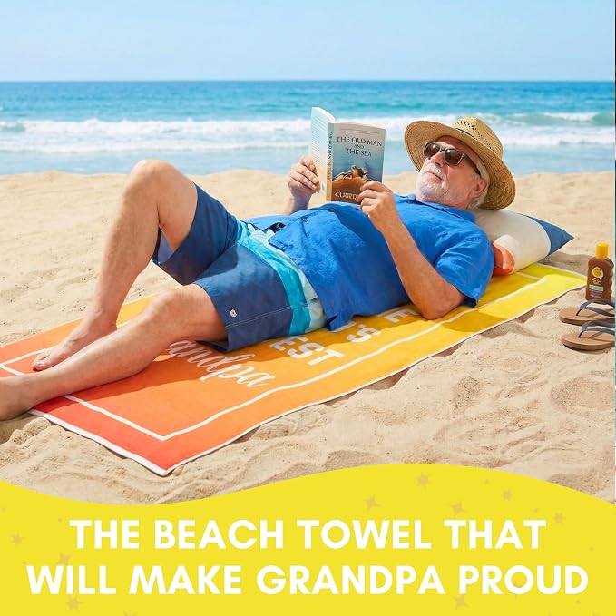 Ethisa Grandpa Beach Towel - Best Ever Summer Gift for New Grandfathers - Travel Friendly Birthday Present from Granddaughter or Grandson - Fathers Day Pool Accessory - Large 60x30 Quick Dry - Image 3
