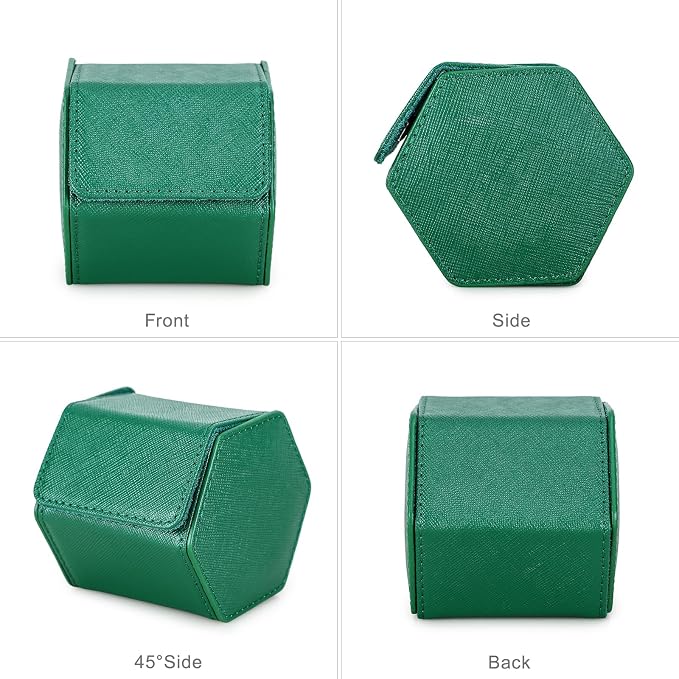 Hiram Handmade Leather Saffiano Leather Watch Roll Travel Case, Leather 1-Watches Roll Case for Treasured Watches and Bracelets(GREEN) - Image 4