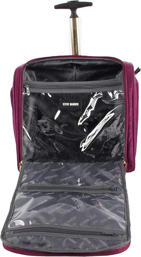 Steve Madden Designer Luggage Collection - 3 Piece Softside Expandable Lightweight Spinner Suitcase Set - Travel Set Includes an Under Seat Bag, 20-Inch Carry on and 28-Inch Checked Suitcase, - Image 7