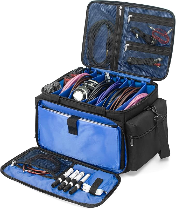 AKOZLIN Cable File Bag with Detachable Dividers for DJ Gear, Sound Instrument Accessories by AKOZLIN