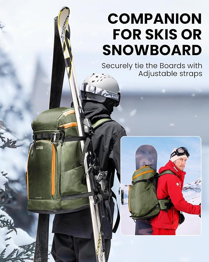 OutdoorMaster Ski Boot Bag, Snowboard Boots Travel Backpack for Helmet, Ski Shoes, Goggles, Gloves and Accessories, Waterproof Exterior & Bottom - Image 2