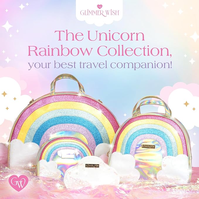 Glimmer Wish Unicorn Rainbow Cosmetic Bag, Secure and Organized Makeup Bag for Travel, Stylish Clutch, Cute Bags for Teens and Girls 9.3 x 4.3 x 6.7 in - Image 7