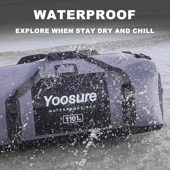 Waterproof Duffel Bag 110L- 700D PVC Dry Bag with Airtight Zipper, Large Dry Bag with Straps&Handles for Camping Boating Kayaking Rafting Canoeing Gym Beach Car Roof Storage (Grey) - Image 2