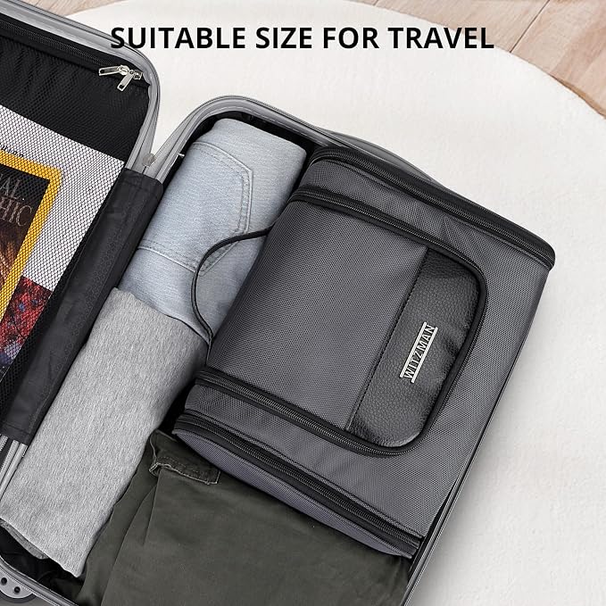 WITZMAN Toiletry Bag for Men Nylon Hanging Water-resistant Shaving Dopp Kit | With Dry-wet Separation Pocket, Multi-pockets for Organized Storage, Lightweight, For Travel, Bathroom, B690 Silvery Grey - Image 8