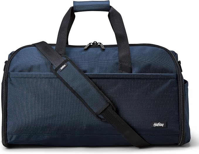 Halfday Convertible 2-in-1 Premium Garment Duffel Weekender Bag 45L: Wrinkle-Free Travel (Hanging Suit Compartment, Shoe Pockets, Trolley Sleeve), Balistic Nylon Carry-on, Pacific by HalfdayTravel
