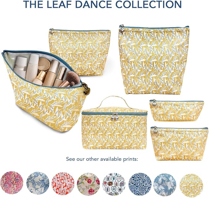 Jacaranda Living Large Cosmetic Bag - Water-Resistant, PVC-Lined - Leaf Dance - Image 5