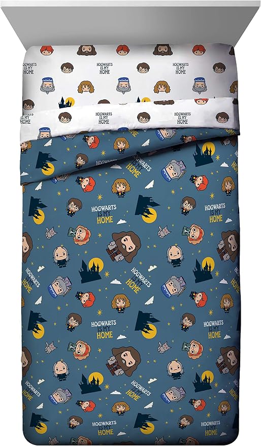 Jay Franco Harry Potter is My Home 5 Piece Full Bed Set - Bedding Features Harry, Ron, Hermoine, Hagrid, and Dumbledore | Hogwarts, Bed in a Bag, Comforter Sheets Pillowcases, Official Product, Soft Microfiber, Machine Washable, Kids Gift - Image 2