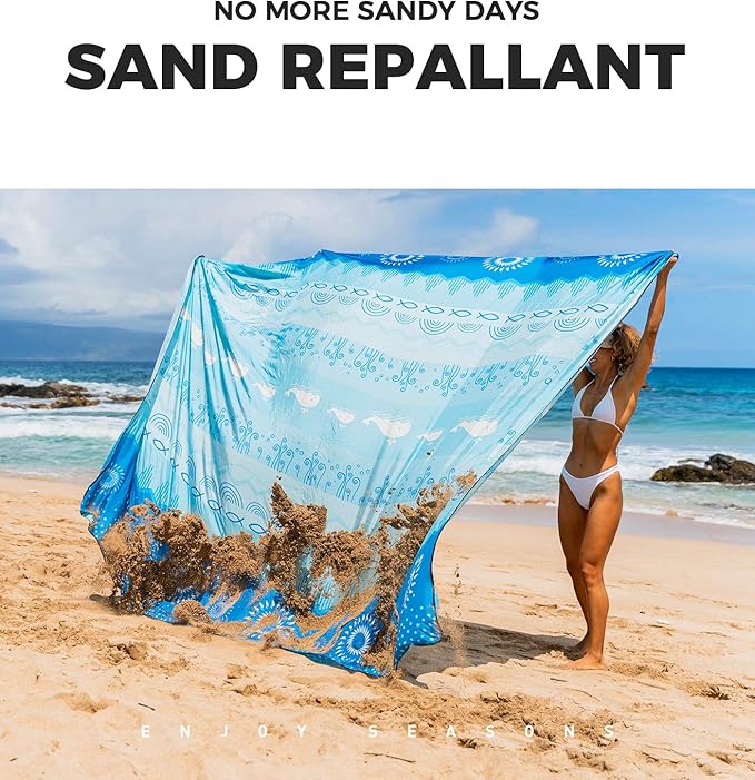 OCOOPA Bohemian Beach Blanket Waterproof Sandproof, 10'X 9' Extra Large, Soft and Durable, Sand Free, Light Weight and Portable, Perfect for Travel Camping, Beach Vacation - Image 3